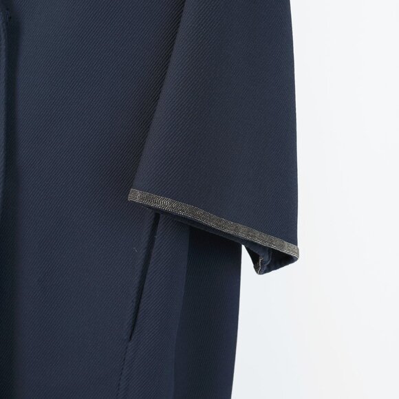 Fabiana Filippi Navy Twill Bead-Trim Double-Breasted Coat - Picture 5 of 10